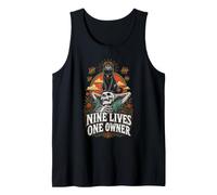 Skeleton Cat Nine Lives One Owner Spooky Kitty Amante Canotta