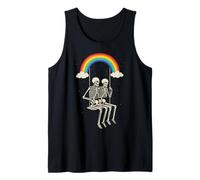 Skeleton Couple on Swing Under Rainbow LMBTQ Halloween Canotta