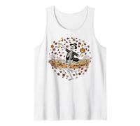 Skeleton Dancing with Pumpkin Autumn Leaves Halloween Fall Canotta