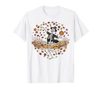 Skeleton Dancing with Pumpkin Autumn Leaves Halloween Fall Maglietta