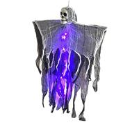 Skeleton Decoration, Flying Ghost, Warm Light Red Illumination Color Changing Large Size Easy Setup Spooky Atmosphere, Floating Props for Yard, Garden, 31.5x24.02inches