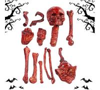 Skeleton Decoration, Skull Bone Set, 17,72 x 8,66 x 7,87 Inches with Spooky Carnival Display, White Bone Look Realistic, Ground Prop Decor, for Haunted House, Yard, Lawn, and Party Graveyard Scenes