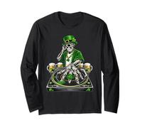 Skeleton DJ Shamrock Irish Pride per San Patrizio Maglia a Manica