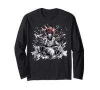 Skeleton Drummer Guy Rock And Roll Band Rock On Drum Kit Maglia a Manica