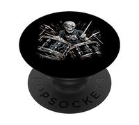 Skeleton Drummer Guy Rock And Roll Band Rock On Drum Kit PopSockets PopGrip Adesivo