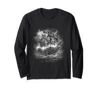 Skeleton Galleon Rise Ghost Ship - Grey Scale - Pirate Ship Maglia a Manica