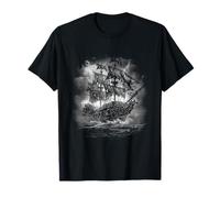 Skeleton Galleon Rise Ghost Ship - Grey Scale - Pirate Ship Maglietta