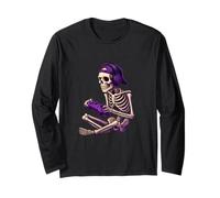 Skeleton Gamer Halloween Gaming Spooky Halloween Video Games Maglia a Manica