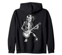 Skeleton Guitar Guy Rock And Roll Band Rock On Felpa con Cappuccio