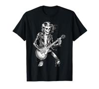 Skeleton Guitar Guy Rock And Roll Band Rock On Maglietta