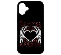 Skeleton Hands Forming Heart Surrounded By Hearts Custodia per iPhone 16 Plus