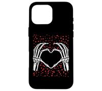 Skeleton Hands Forming Heart Surrounded By Hearts Custodia per iPhone 16 Pro Max