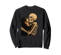 Skeleton Hugging Bernedoodle Dog Halloween Felpa