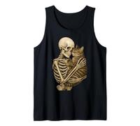 Skeleton Hugging Cat Cute Halloween Graphic Canotta