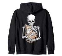Skeleton Hugging Cat Cute Halloween Graphic Felpa con Cappuccio