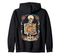Skeleton Hugging Cat Cute Halloween Graphic Felpa con Cappuccio
