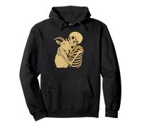 Skeleton Hugging Goat Halloween Felpa con Cappuccio