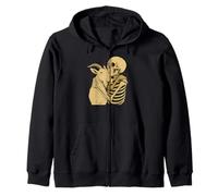 Skeleton Hugging Goat Halloween Felpa con Cappuccio