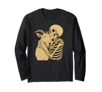 Skeleton Hugging Goat Halloween Maglia a Manica