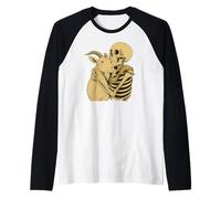 Skeleton Hugging Goat Halloween Maglia con Maniche Raglan