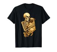 Skeleton Hugging Pug Halloween Pugs Lover Pug Mom Dad Maglietta
