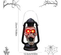 Skeleton Lantern Prop, Handheld Spooky Light, 9.06x4.92in Vintage Halloween Decor, Flickering Led Glow, Authentic Portable Build for Outdoor Porch, Yard, Garden, Holiday Party, House Decoration