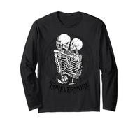 Skeleton Lovers Forevermore Romantico Gotico Grafica Maglia a Manica