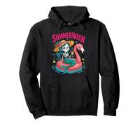 Skeleton Mermaid Floatie Happy Summerween Halloween Spooky Felpa con Cappuccio