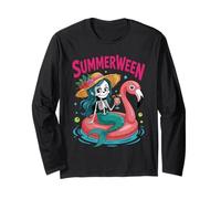 Skeleton Mermaid Floatie Happy Summerween Halloween Spooky Maglia a Manica