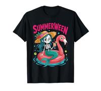 Skeleton Mermaid Floatie Happy Summerween Halloween Spooky Maglietta