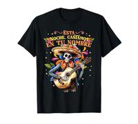 Skeleton Mexican Skull Fiesta Sombreros Mariachi Guitar Maglietta