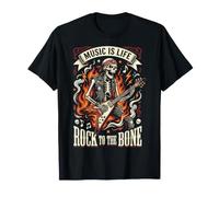 Skeleton Music Is Life Skull Rock Band Musician Skeletons Maglietta