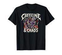 Skeleton Nurse Caffeine & Chaos Night Shift Maglietta
