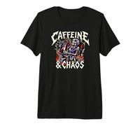 Skeleton Nurse Caffeine & Chaos Night Shift Maglietta Premium
