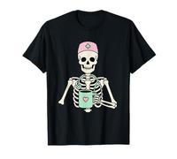 Skeleton Nurse Coffee Stetoscopio Night Shift Scrub Maglietta