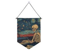 Skeleton Play The Piano Starry Sky banner gancio per parete con asta telescopica bandiere banner esterno patio arredamento per porte, pareti, finestre, giardini, cortile