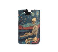 Skeleton Play The Piano Starry Sky portabiancheria, pieghevoli e impermeabili cesti vestiti con manico robusto per giocattoli armadio 51L cajas plegables para almacenar