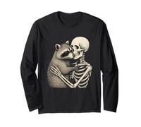 Skeleton Racoon Halloween Spooky Aesthetic Maglia a Manica