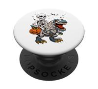 Skeleton Riding T Rex Dinosauro Jack O Lanterna Halloween PopSockets PopGrip Adesivo