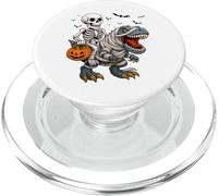 Skeleton Riding T Rex Dinosauro Jack O Lanterna Halloween PopSockets PopGrip per MagSafe