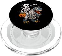 Skeleton Riding T Rex Dinosauro Jack O Lanterna Halloween PopSockets PopGrip per MagSafe