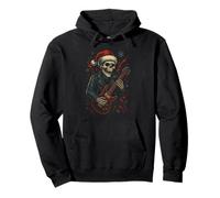 Skeleton Rocker Electric Guitar Edgy Christmas Cool Felpa con Cappuccio