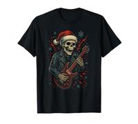 Skeleton Rocker Electric Guitar Edgy Christmas Cool Maglietta