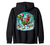 Skeleton Santa Riding T Rex Dinosaur Funny Christmas Felpa con Cappuccio