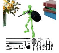 Skeleton Toy, Small Action Figurine, 5.12x1.38in Realistic Movable Joint Model, Detailed Accessories Included, Portable Display Decoration for Decor, Party Games, Role Playing, Desk