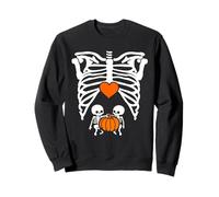 Skeleton Twin Baby Pumpkin Pregnancy Alert Mom Halloween Felpa