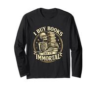 Skeleton Vintage Compro Libri Come se Fossi immortale Bookworms Maglia a Manica