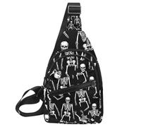 Skeletons and Bones 2 Sling Side, zaino a tracolla, Multicolore 01, 11.8x7x1.5in/30x18x4cm