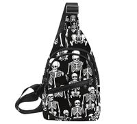 Skeletons and Bones 2 Sling Side, zaino a tracolla, Multicolore 04, 11.8x7x1.5in/30x18x4cm