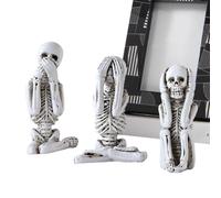 Skeletons Da, Decorazioni Totenkopf | Parlare E Non Ascoltare Statue Di Scaffalature Malvagie | 3 Pezzi Di Piccole Figure Scheletriche, Decorazione Di Statue Di Scheletro
